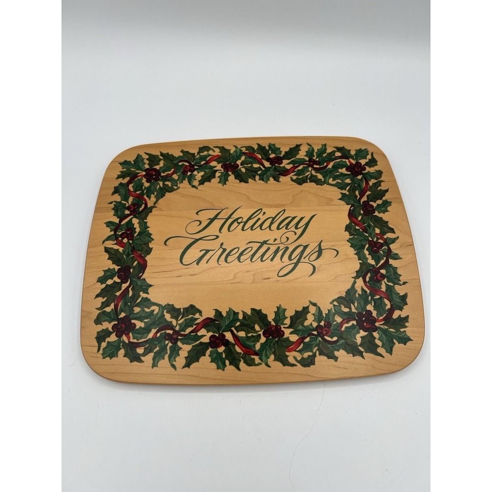Longaberger Woodcrafts Holiday Greetings Lid For Card Keeper Basket -EUC